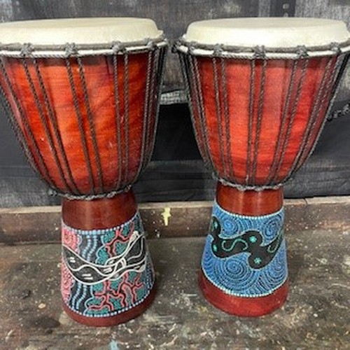 334 - Djembe Drum- African Percussion Drum, Bongo Hand Drum x 2

Size: 50cm tall x 23cm diameter