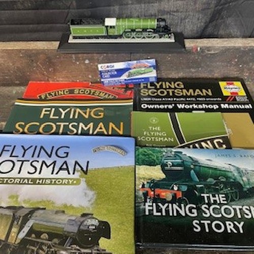 338 - Collection of Flying Scotsman Books, Model & Badge