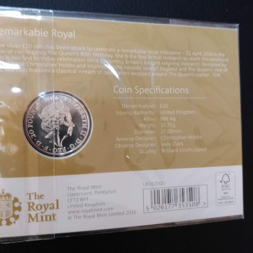 29 - Nine UK Commemorative Coins – Fine Silver & Cupronickel

1.	One UK £20 Fine Silver Coin - The Christ... 