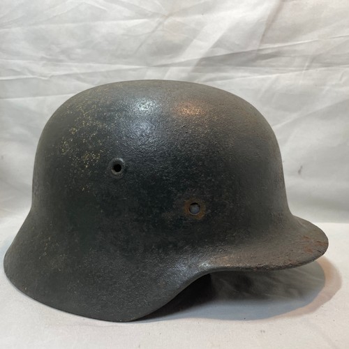 9 - World War II German Army M-35 Single Decal Steel Helmet
(Decal possibly touched up) with Strap and L... 