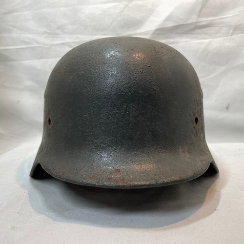 9 - World War II German Army M-35 Single Decal Steel Helmet
(Decal possibly touched up) with Strap and L... 