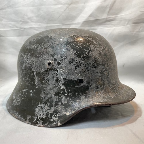 10 - World War II German Army M-35 Single Decal Steel Helmet
(Decal possibly touched up) with Strap and L... 