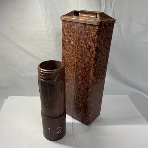 84 - World War II Bakelite Containers x 2. One Cylinder Open-ended and One Large (39cm) Rectangle with Li... 