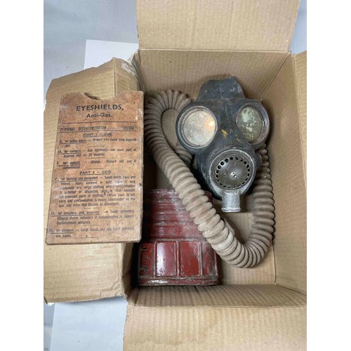 171 - World War II British Gas Mask and Anti Gas Eye Shield