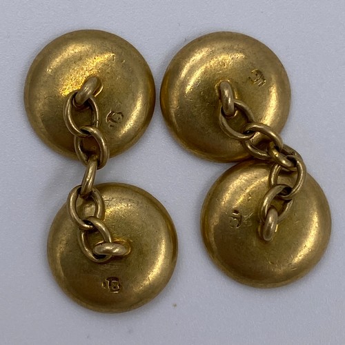 16 - A Collection of Mixed Gold Items To Include... 

1. A Pair of 18ct Gold Cufflinks stitched button st... 