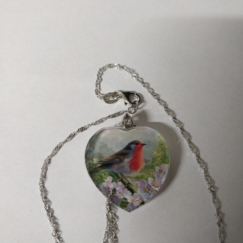 19 - Glass Remembrance Pendant with 'Robin' artwork on Silver Chain.

Costume Jewellery:
A remembrance-in... 