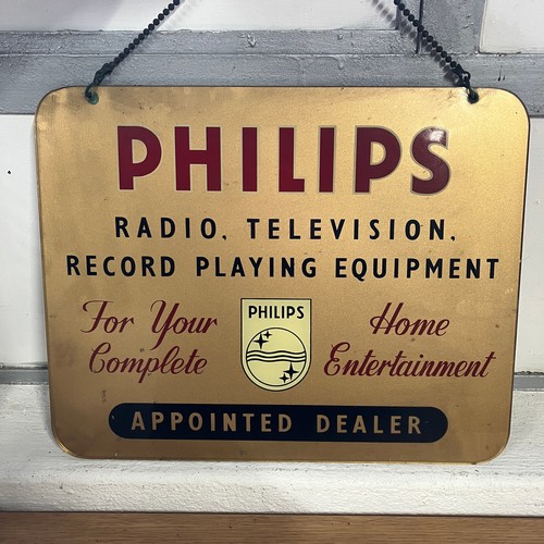 468 - Vintage Philips Radio, Television Record Playing Equipment Appointed Dealer Perspex Sign 

Size: W:3... 