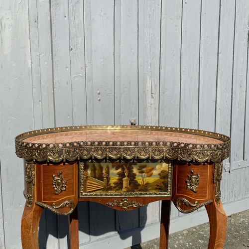 1 - Early 20th Century French Louis XV Style Marble Topped Kidney Shaped Occasional Side Table With Ormo... 