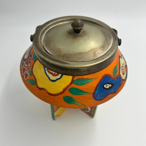 8 - Rare Art Deco Clarice Cliff Bizarre Conical Biscuit Barrel
Circa 1930 Hand Painted with Stylise flow... 