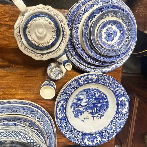 13 - Large Selection of Old Willow & Old Willow Style Ceramics.

Including Tureens, Plates, Platters, Bow... 