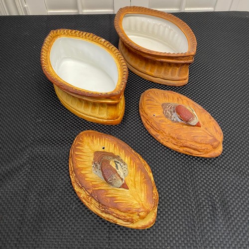 32 - A Pair of Game Tureens With Pheasants In Pie Crust, 1 Being Marked Pilivite Porcelains A Feu Pilivuy... 