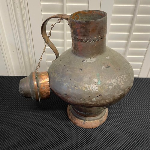 34 - Antique Large Copper Hand Forged Jug With Lid.

Diameter:29cm H:43cm.