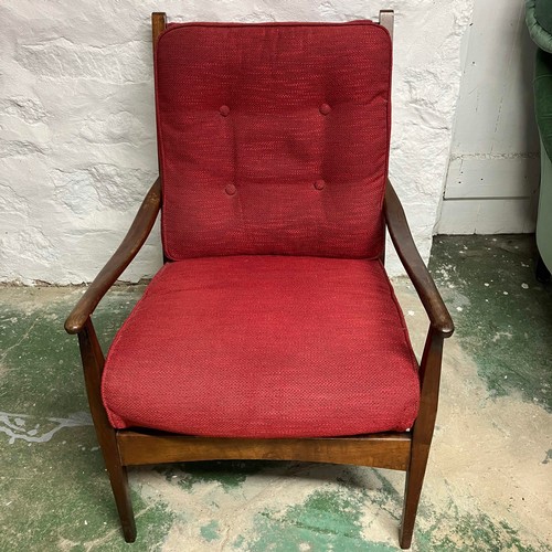 44 - A Pair Of Mid-Century G H Starck Ltd Red Chairs 

W:58cm D:77cm H:83cm