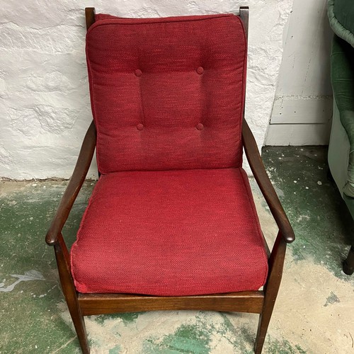 44 - A Pair Of Mid-Century G H Starck Ltd Red Chairs 

W:58cm D:77cm H:83cm