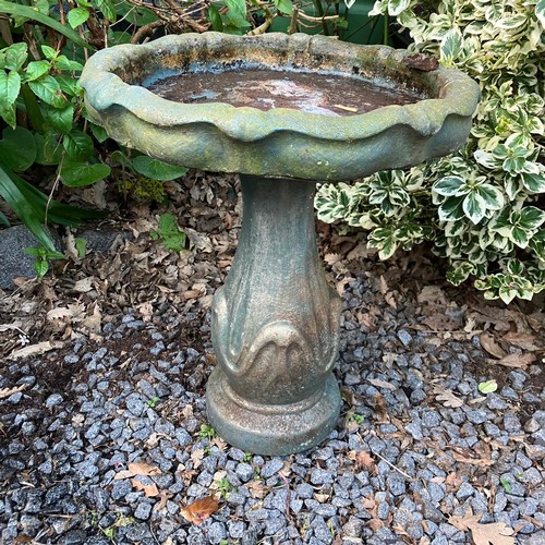 50 - A Two Piece Stone Bird Bath 

Size: Diameter 43cm x Height 50cm