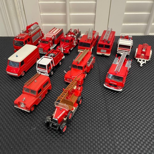 54 - A Selection Of 13 Fire Engines / Vehicles.

Including Solido Citreon C4F 1930 & Vitesse Land Rover D... 