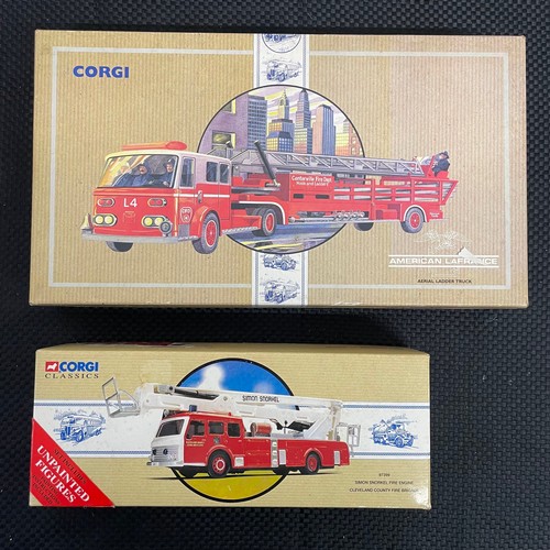 56 - A Pair Of Corgi Die Cast Fire Engines. Including:
 - Corgi American Lafrance Aerial Ladder Truck Cen... 