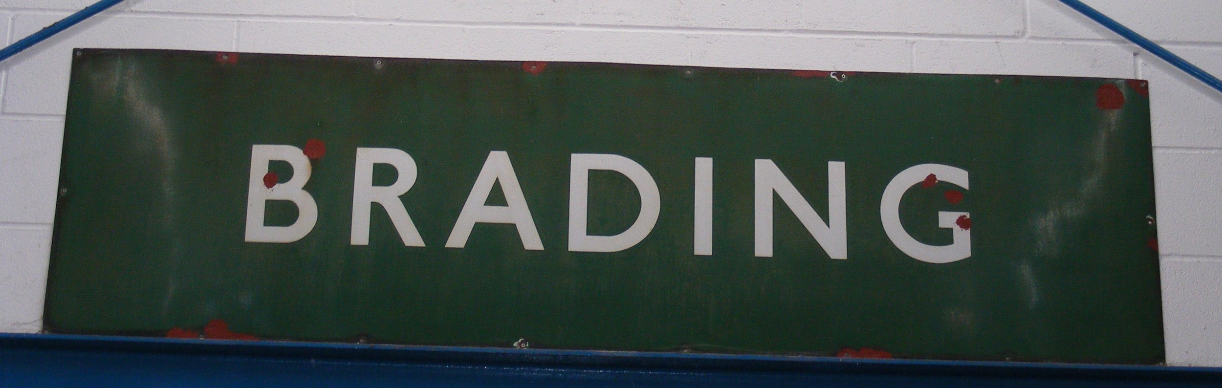 An original antique enamel Brading Train Station platform sign - 210cm ...