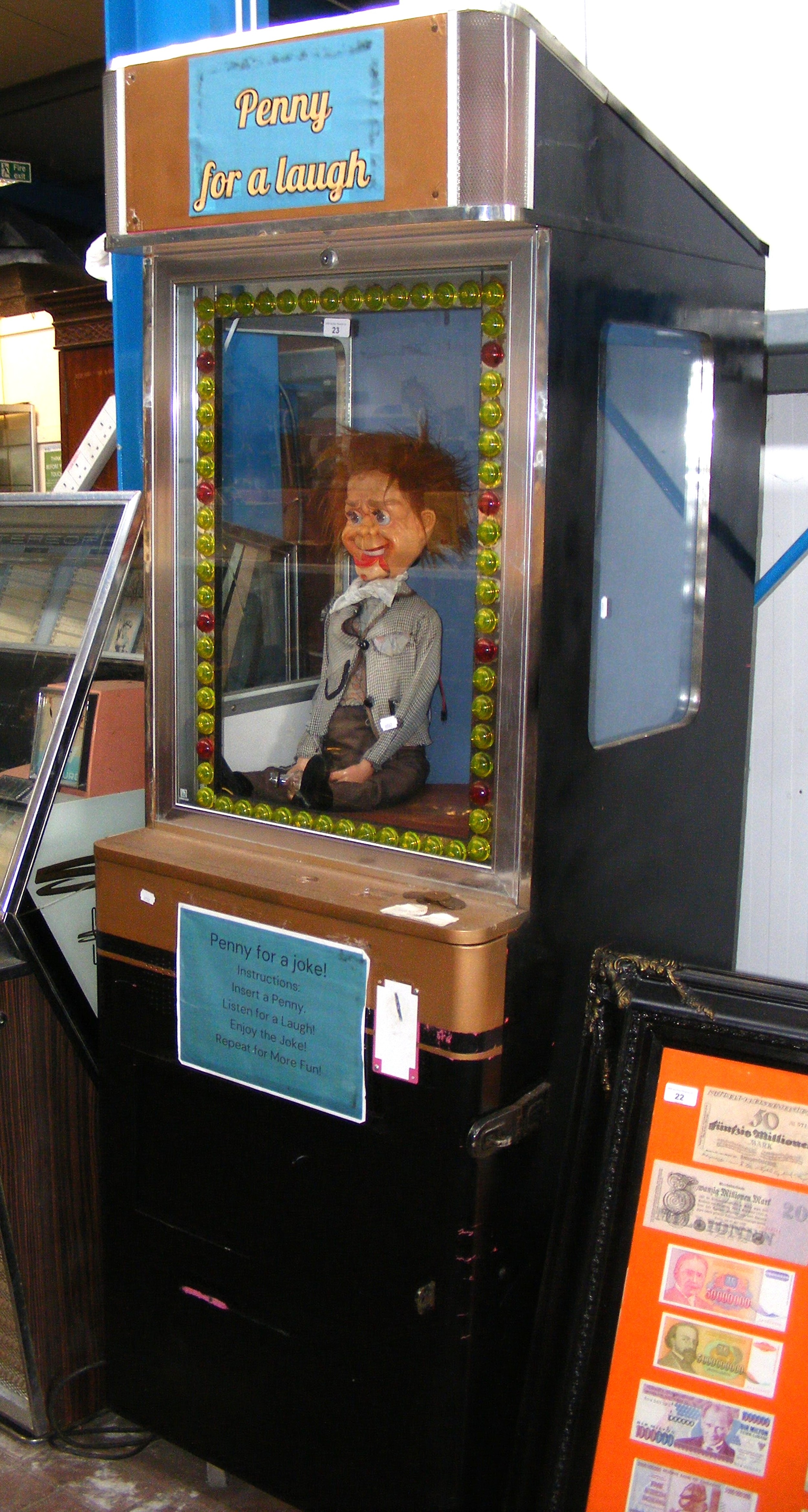 A vintage Penny For A Laugh arcade machine