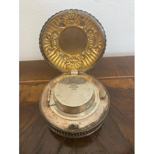 353 - 19th C The Gorham Silver Company , Sterling Silver Travel Inkwell (locks but button missing, can use... 