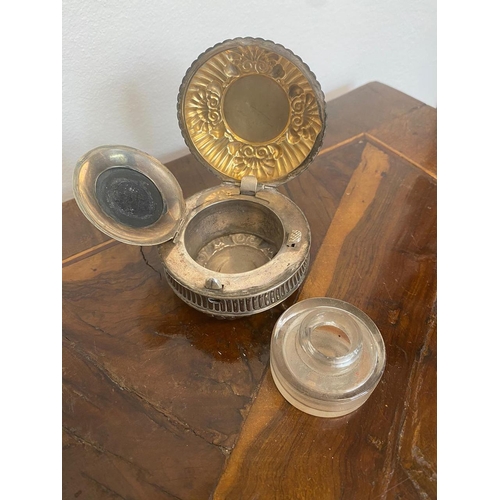 353 - 19th C The Gorham Silver Company , Sterling Silver Travel Inkwell (locks but button missing, can use... 