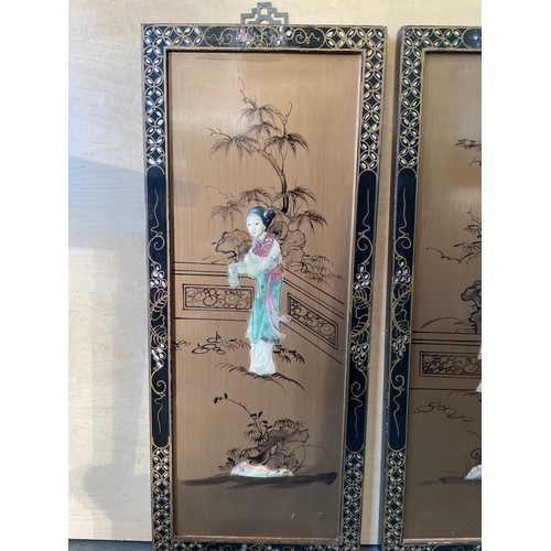 328 - 4 x Oriental Themed Soap Stone & hand painted Wall hanging plaques of Geisha Girl
25cm x 61cm each