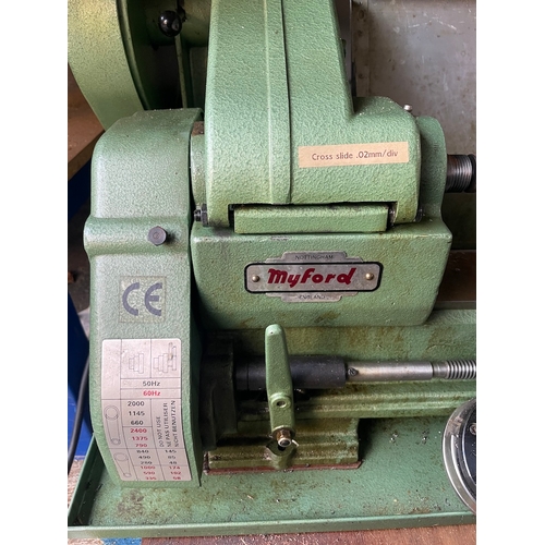 324 - Vintage Myford Diamond 10 Lathe 240v with attachments - Working