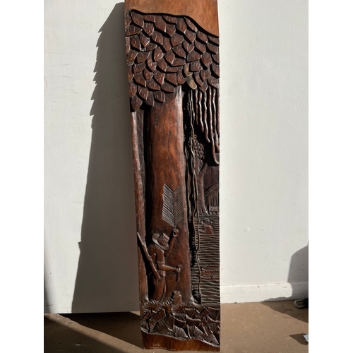 336 - Carved Wood Wall Plaque 120cm x 29cm