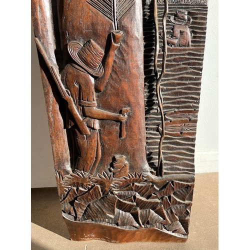 336 - Carved Wood Wall Plaque 120cm x 29cm