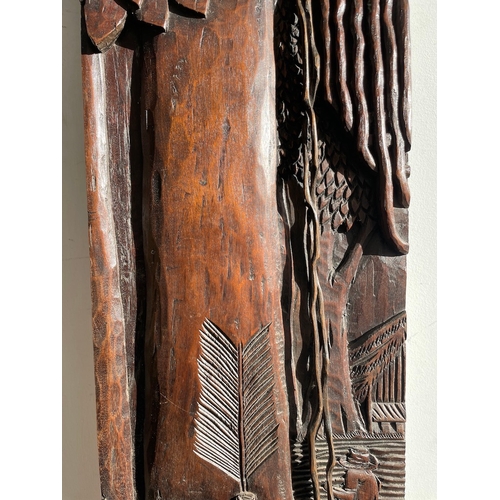 336 - Carved Wood Wall Plaque 120cm x 29cm