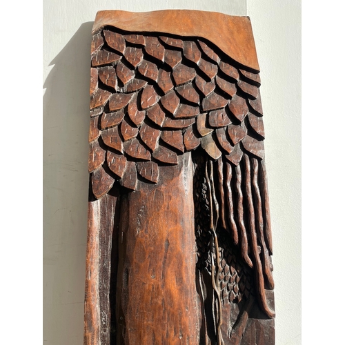 336 - Carved Wood Wall Plaque 120cm x 29cm