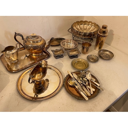 352 - Large Collection of Antique Silver Plate Items including John Nodder & Sons Tea Pot