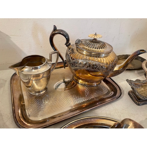 352 - Large Collection of Antique Silver Plate Items including John Nodder & Sons Tea Pot