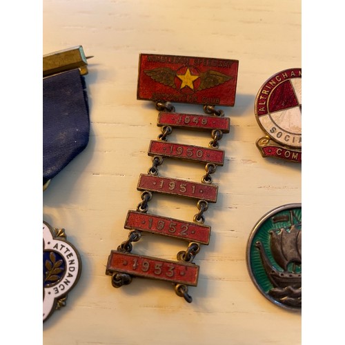 348A - Collection of Vintage Enamel Badges inc 1930's Mickey Mouse Chums, 1949-1953 Wimbledon Speedway Supp... 