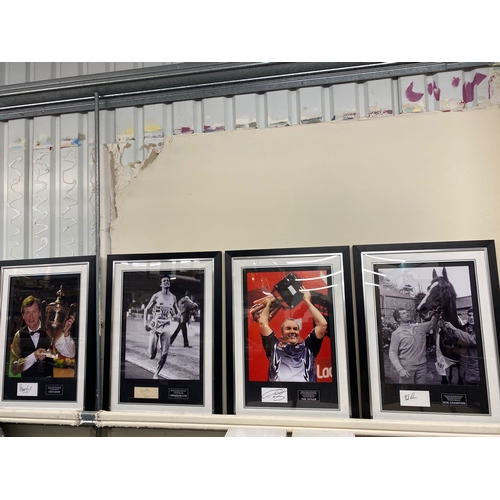 68 - 4 x Large Hand Signed Pictures of Sports Personalities including Bob Champion (Jockey), Phil Taylor ... 