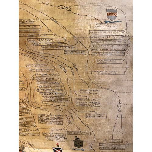 72 - Early 19th Century The Pedigree of The Family of Young, Dating back to 1500's Press through Sir John... 