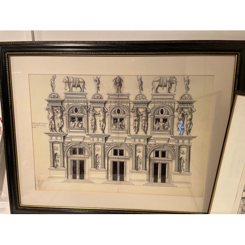 11 - 1 Architecture Print 76cm x 100cm  + 1 Etching of The Royal Hospital at Greenwich Framed 59cm x 78cm