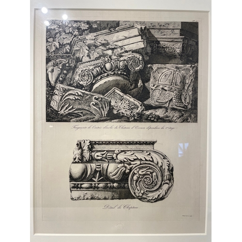 14 - Etching issued by Musee Du Louvre Chalgographie of Architectural fragments framed - 59cm x 74cm