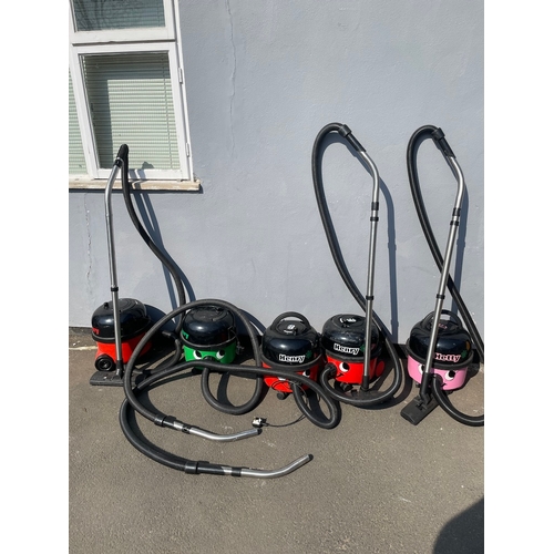 351 - Collection of 5 Working Henry Hoovers as shown, 2 are missing attachment - as shown