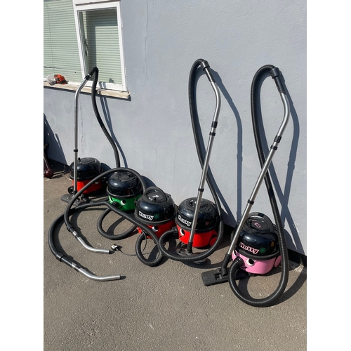 351 - Collection of 5 Working Henry Hoovers as shown, 2 are missing attachment - as shown