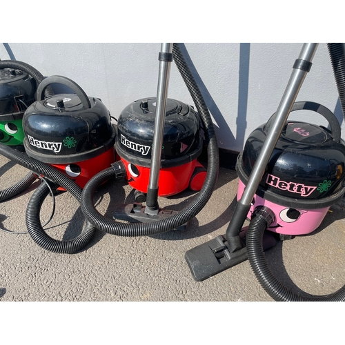 351 - Collection of 5 Working Henry Hoovers as shown, 2 are missing attachment - as shown