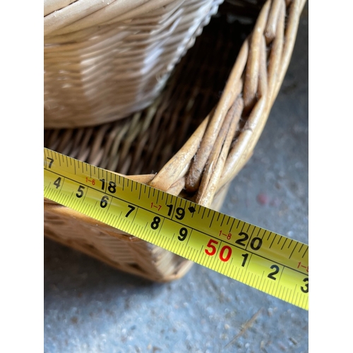 359 - Collection of wooden wine crates + 2 wicker baskets