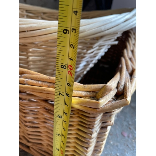 359 - Collection of wooden wine crates + 2 wicker baskets