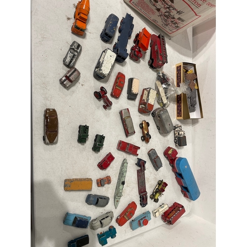 121 - Collection of played Dinky & Corgi Metal Transport, Haulage, Car Models + accessories -A/F