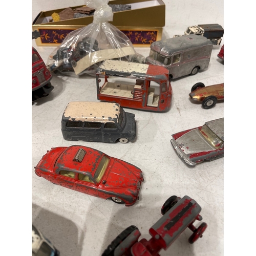 121 - Collection of played Dinky & Corgi Metal Transport, Haulage, Car Models + accessories -A/F