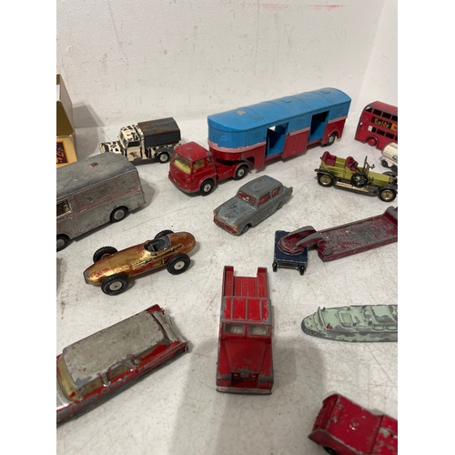 121 - Collection of played Dinky & Corgi Metal Transport, Haulage, Car Models + accessories -A/F