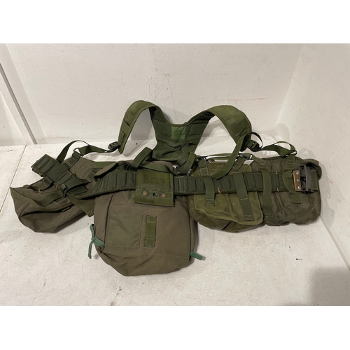 84 - 1990's Green YOKE Harness Webbing Utility Belt + Rucksake and Kit Bag