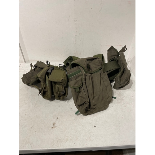 84 - 1990's Green YOKE Harness Webbing Utility Belt + Rucksake and Kit Bag