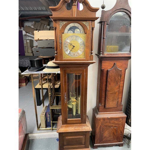 191 - 20th Century Ascot Longclock with Westminster Chime brass Dial Moon face Calendar 
Silent Chime
Beve... 