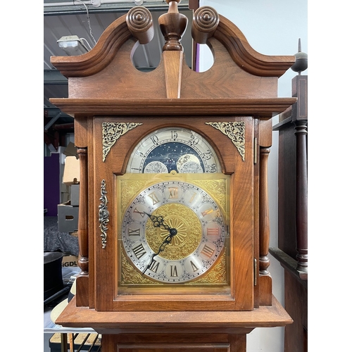 191 - 20th Century Ascot Longclock with Westminster Chime brass Dial Moon face Calendar 
Silent Chime
Beve... 